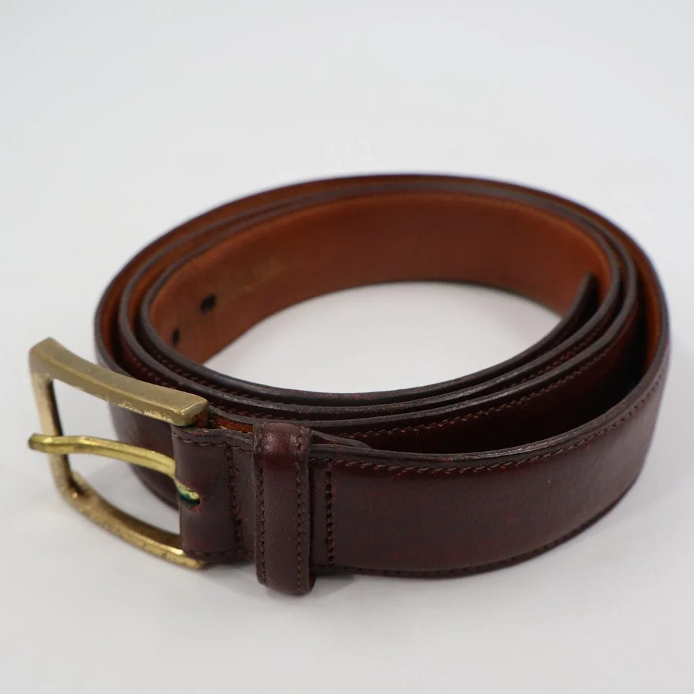 Trafalgar Cortina Belt Mens 42 Burgundy Handmade Leather Brass Buckle USA